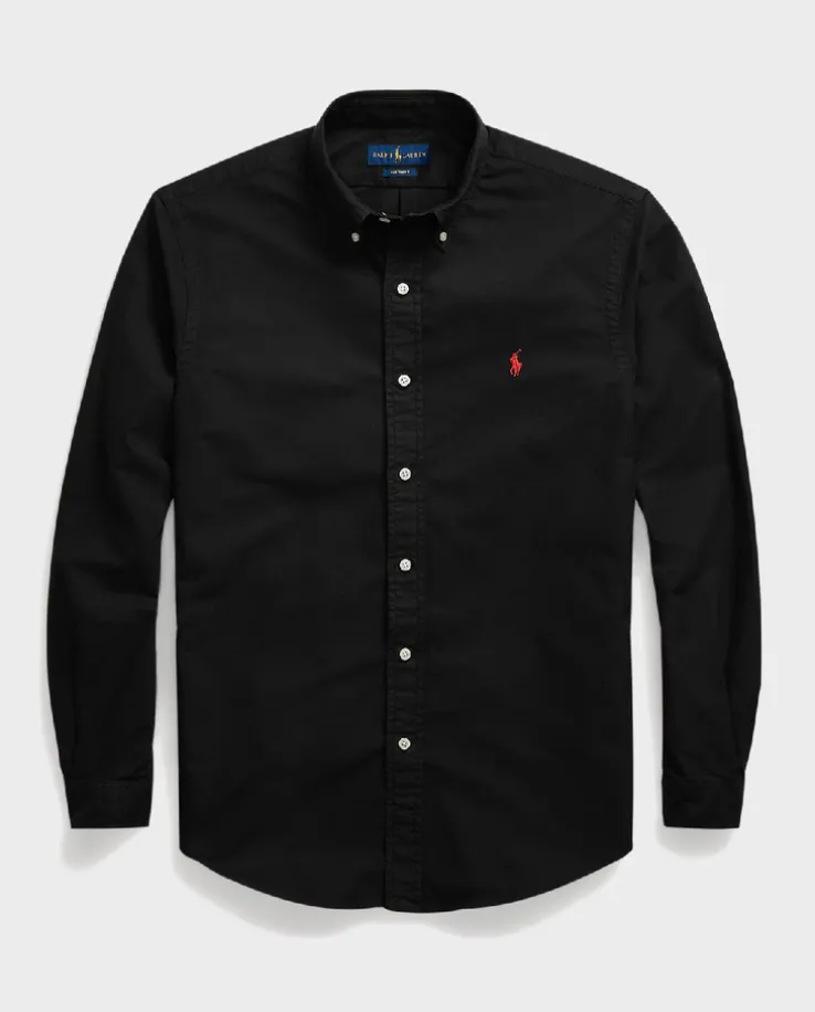 Czarna koszula Oxford Custom Fit