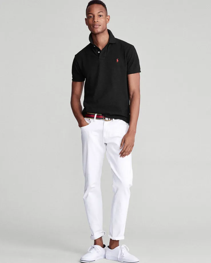 Czarna koszulka polo Slim Fit Mesh