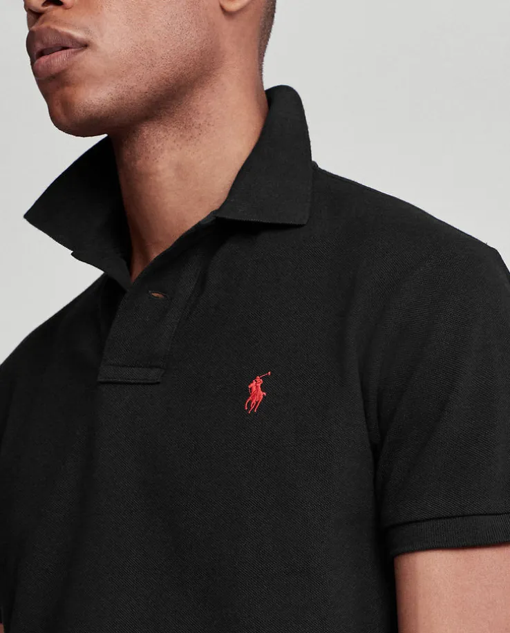 Czarna koszulka polo Slim Fit Mesh