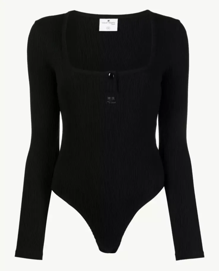 Czarne prążkowane body