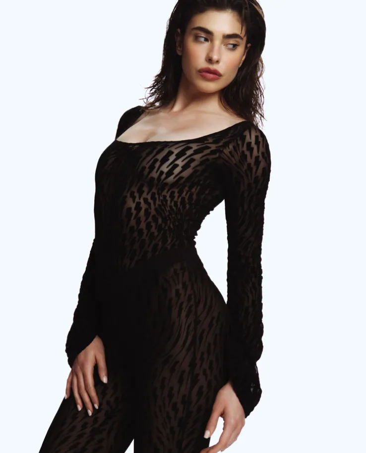 Czarne siateczkowe body Flock