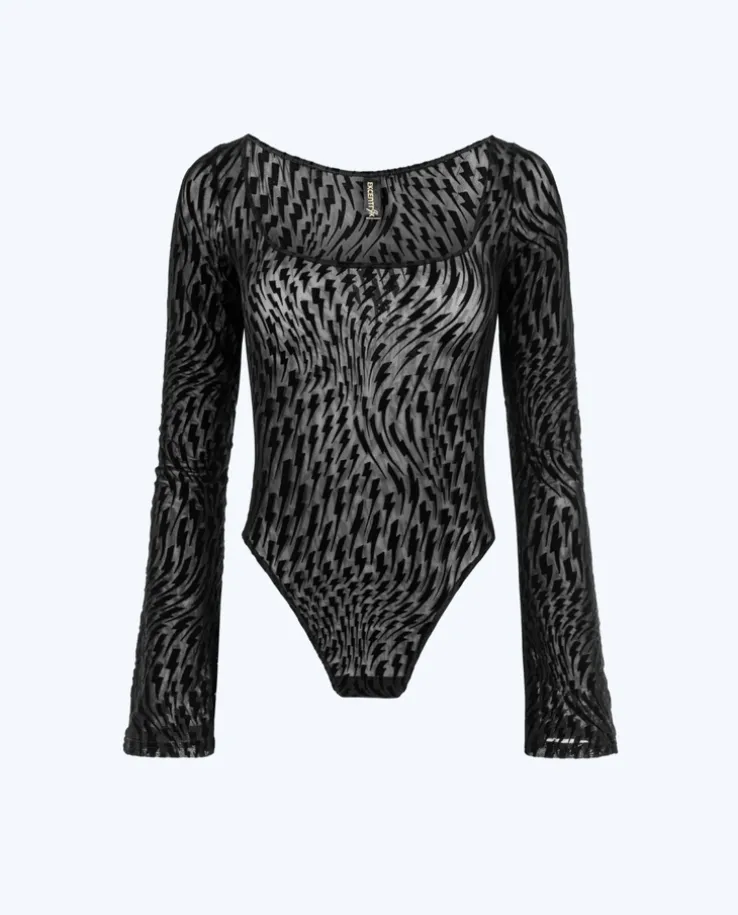 Czarne siateczkowe body Flock