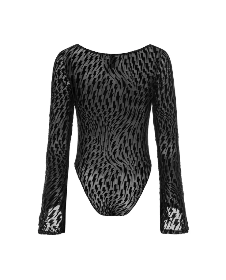 Czarne siateczkowe body Flock