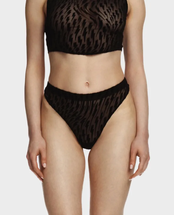Czarne siateczkowe figi Flock Mesh