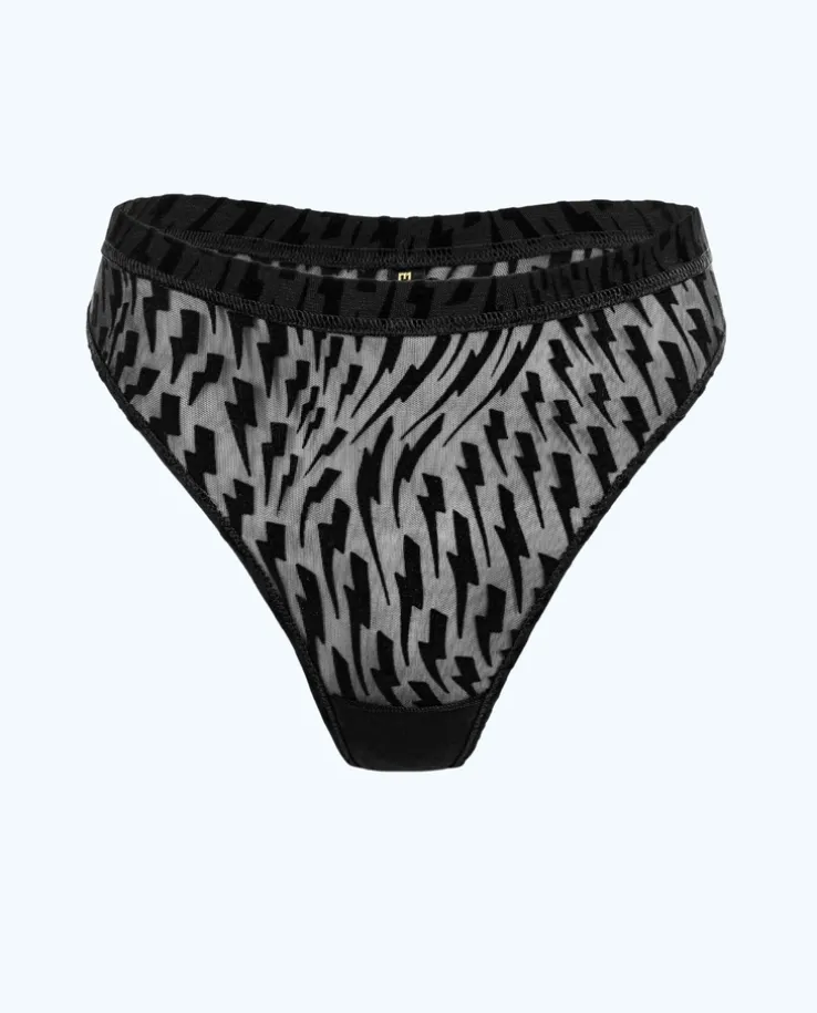 Czarne siateczkowe figi Flock Mesh