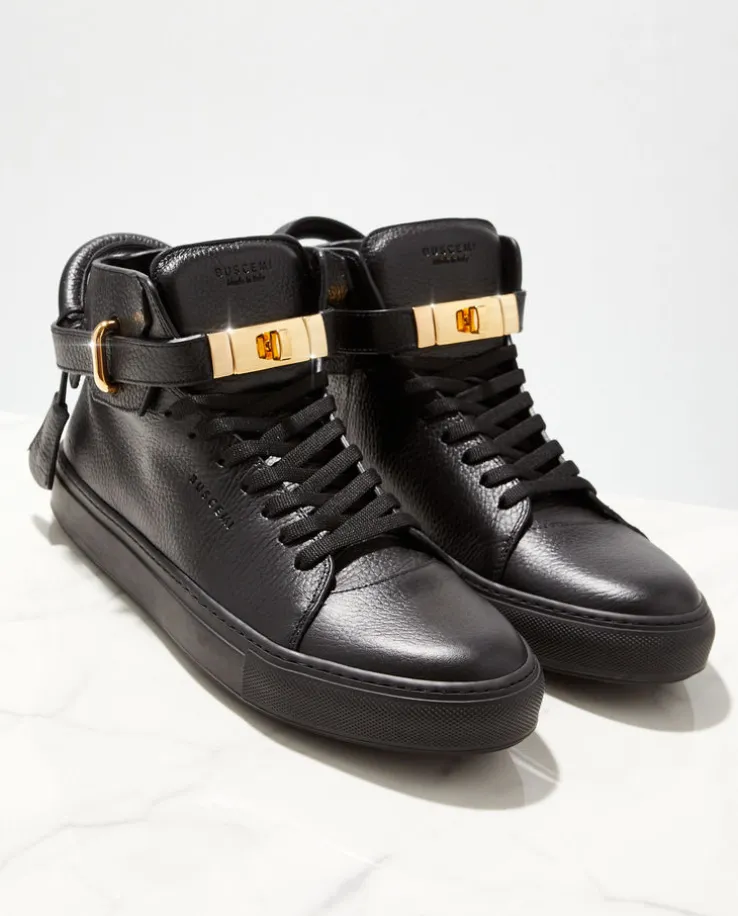 Czarne skórzane sneakersy 100MM
