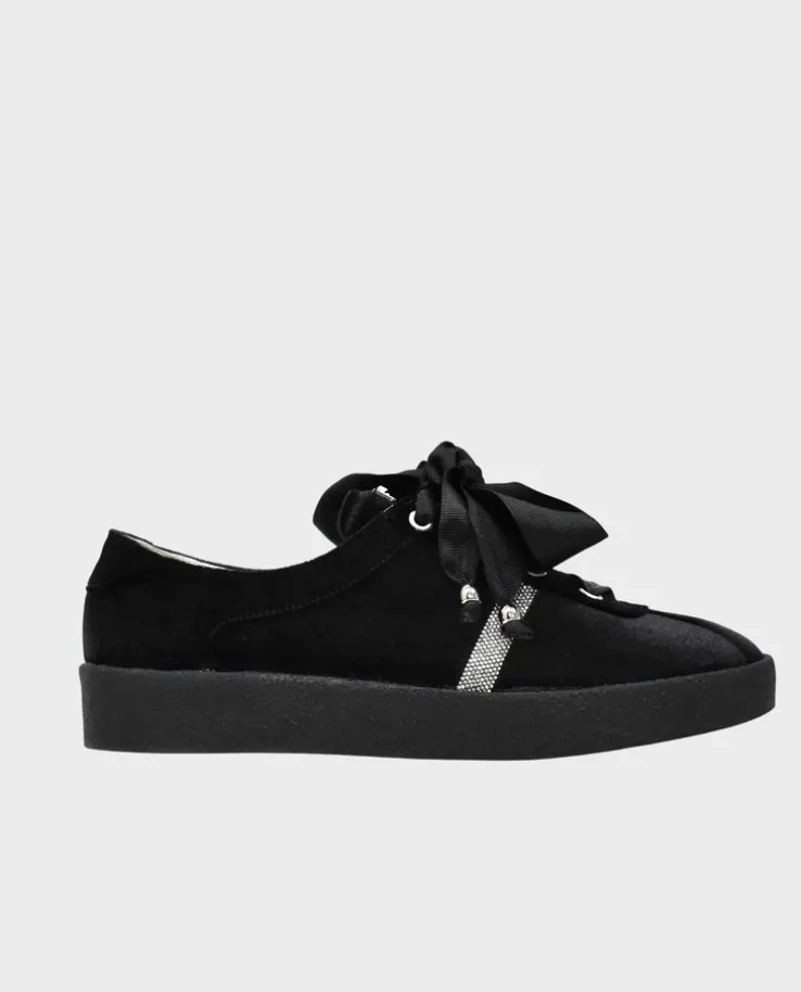 Czarne welurowe sneakersy z kryształkami