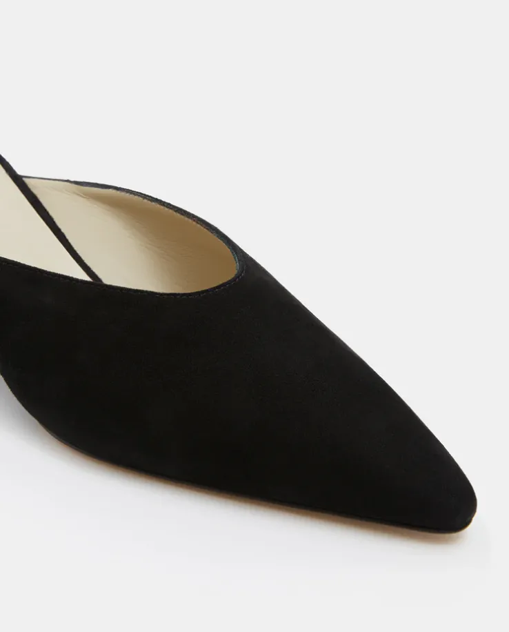 Czarne zamszowe mule