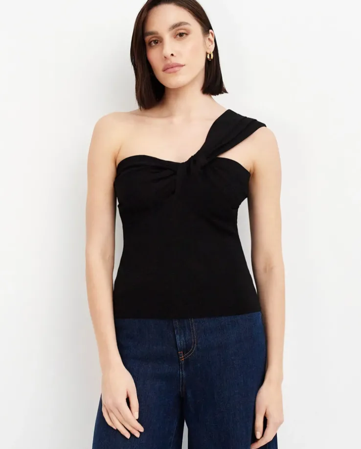 Czarny dzianinowy top