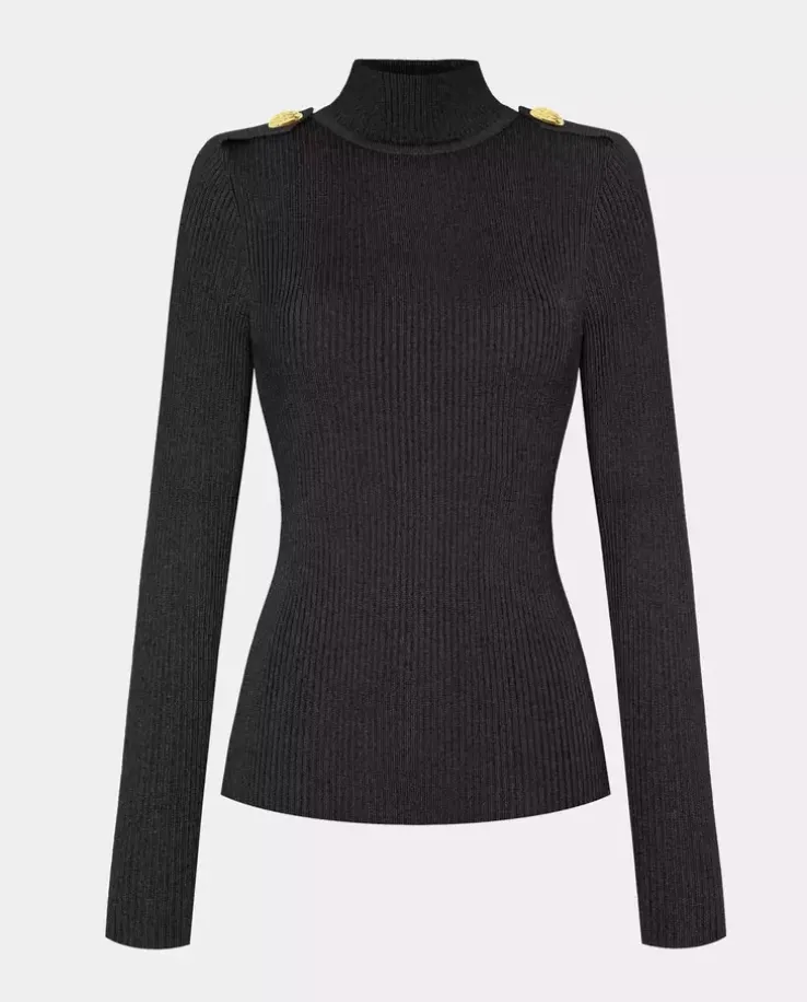 Czarny golf z wełny merino