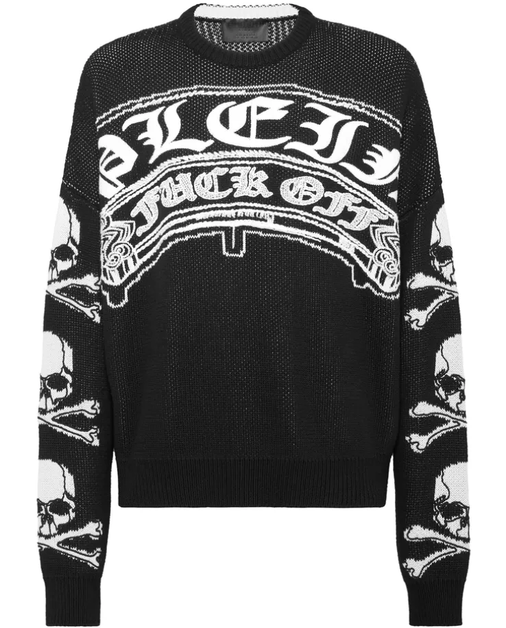 Czarny sweter z printem