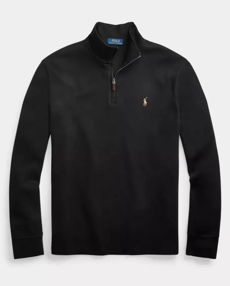 Czarny sweter z suwakiem i logo