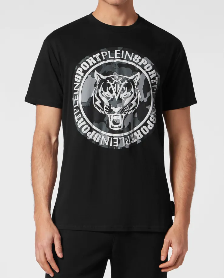 Czarny t-shirt bez rękawów Carbon Tiger