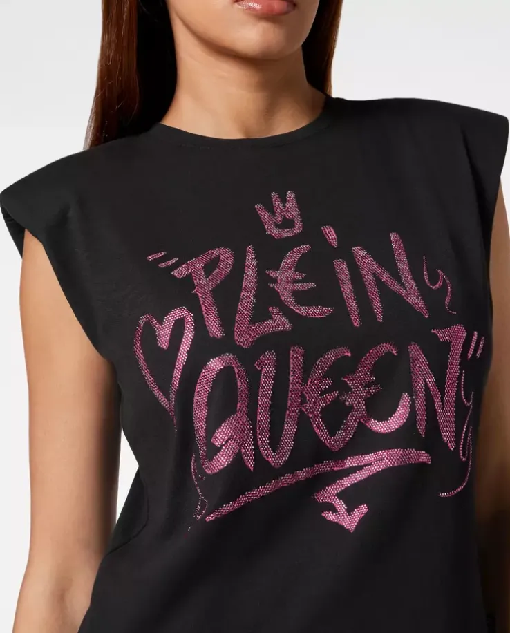 Czarny t-shirt bez rękawów Sexy Pure