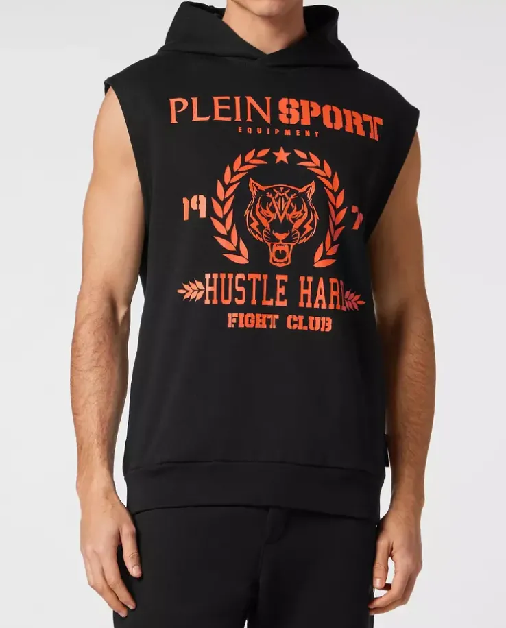 Czarny t-shirt bez rękawów Tiger