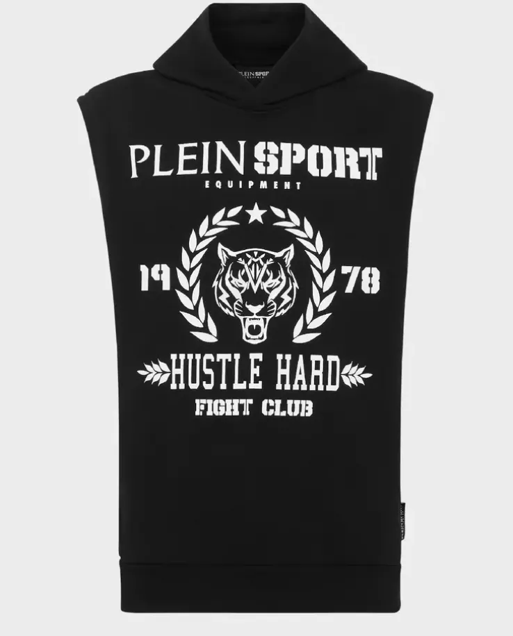 Czarny t-shirt bez rękawów Tiger