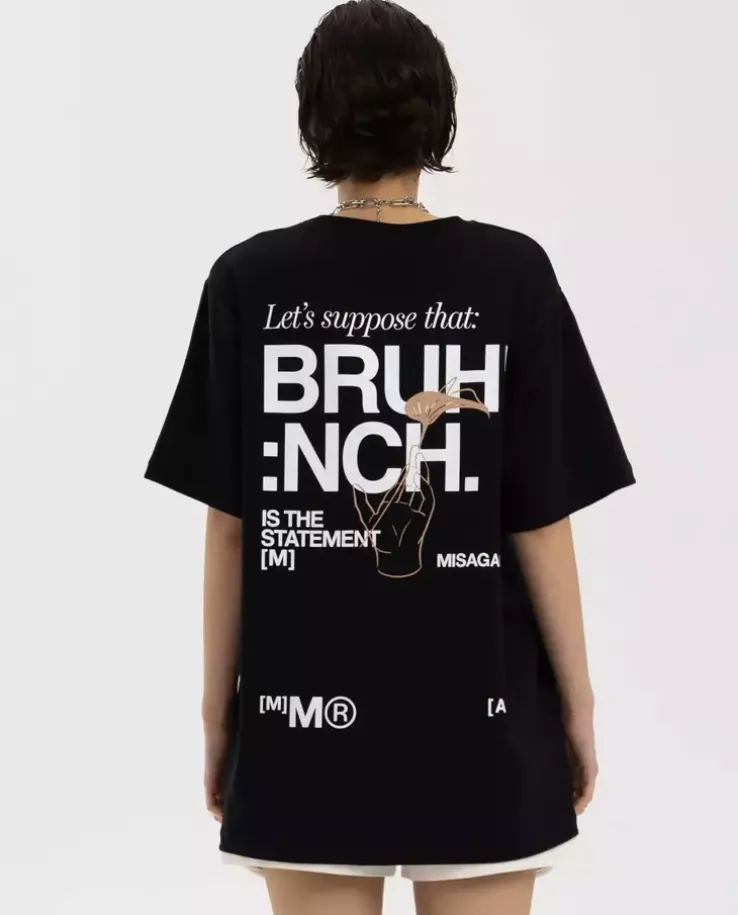 Czarny t-shirt Brunch Relaxed