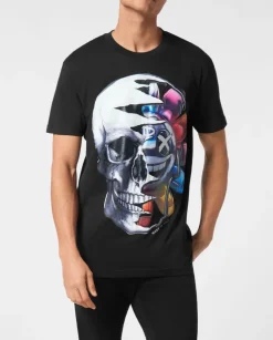 Czarny t-shirt z dużym nadrukiem czaszki