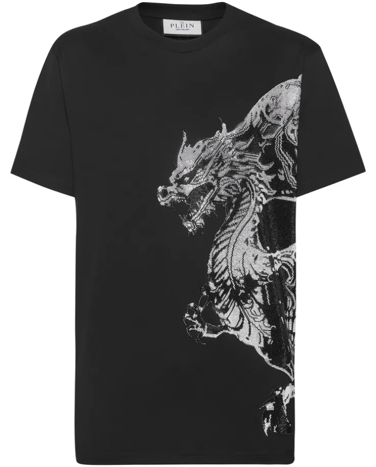 Czarny T-shirt z dużym printem