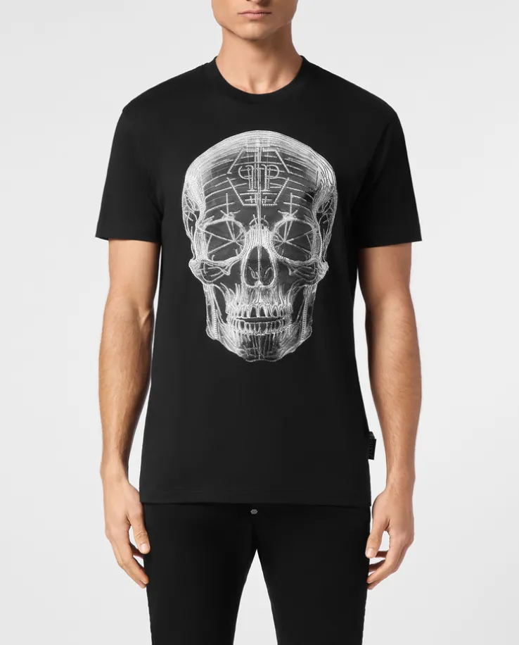 Czarny T-shirt z motywem czaszki