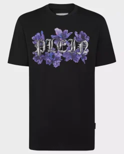 Czarny t-shirt z nadrukiem