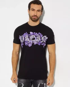 Czarny t-shirt z nadrukiem