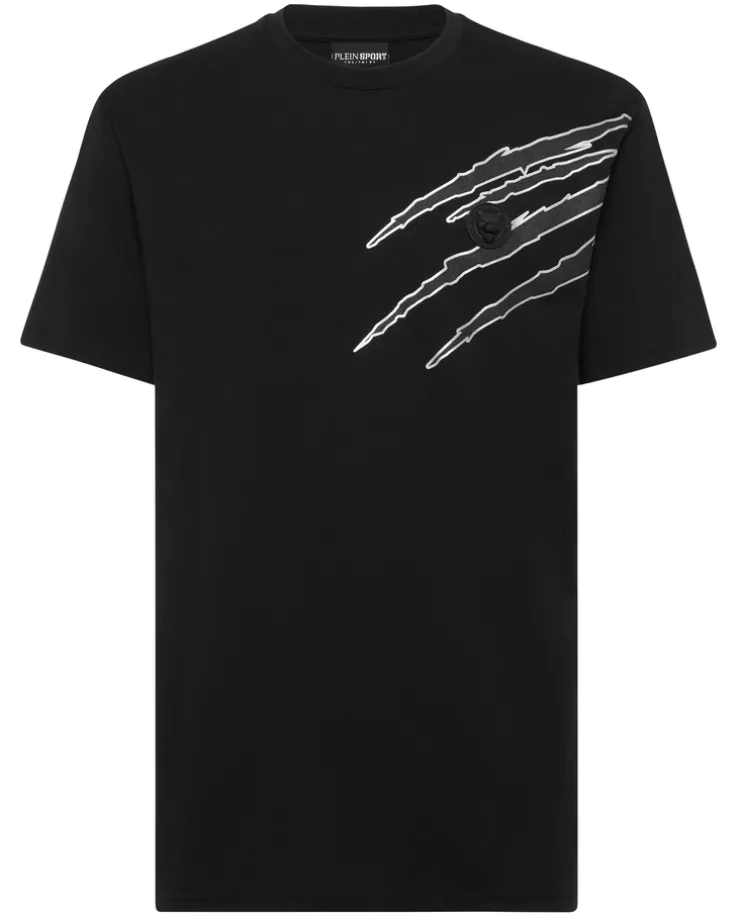 Czarny t-shirt ze srebrną aplikacją
