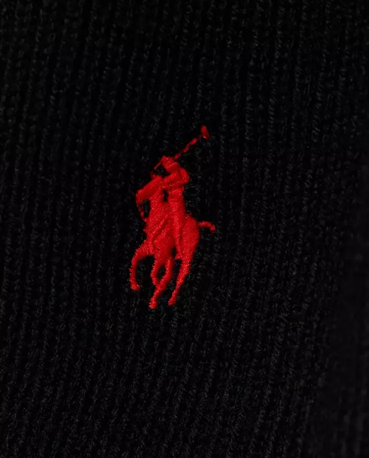 Czarny wełniany szalik z logo