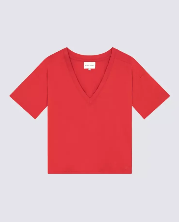 Czerwony bawełniany t-shirt