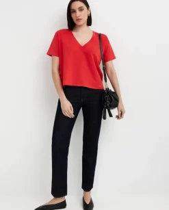 Czerwony bawełniany t-shirt