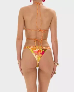 Dół od bikini w kwiaty z ozdobnymi pierścieniami
