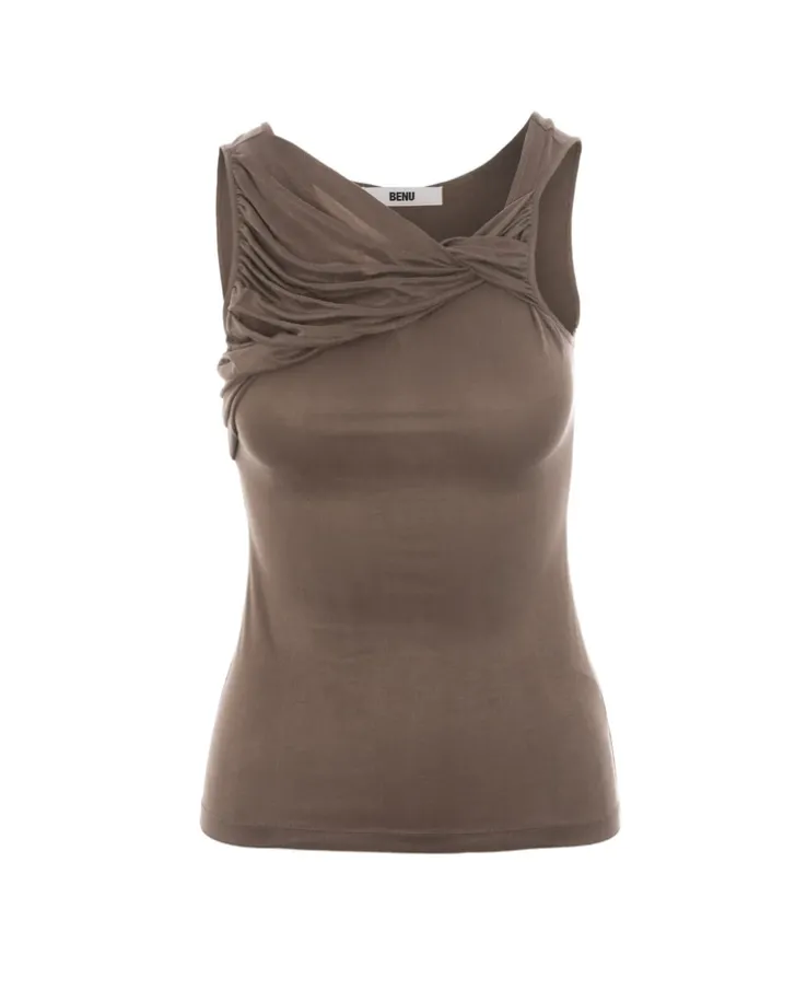 Drapowany top Mokka Cupro