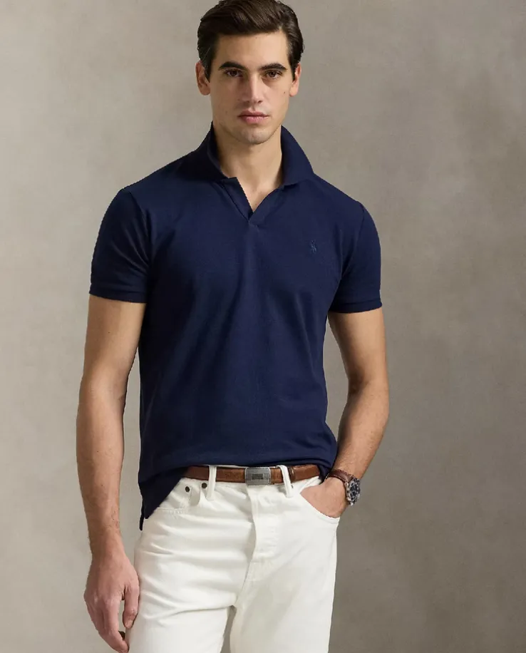 Granatowa koszulka polo Custom Slim Fit