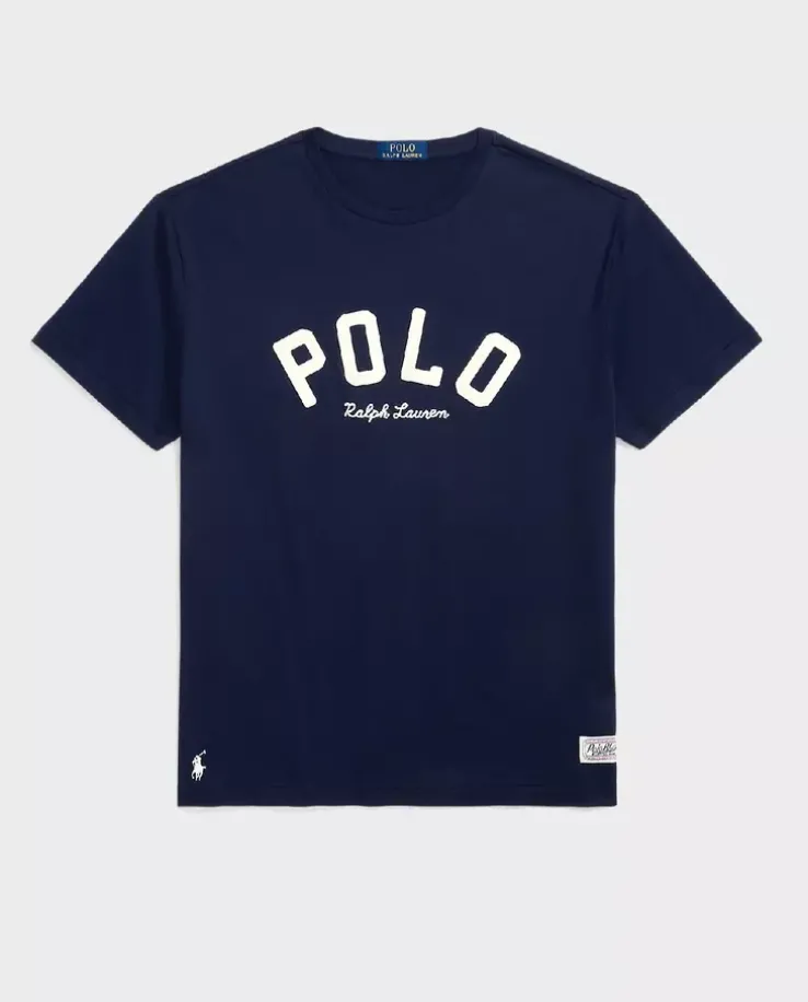 Granatowa koszulka z logo Classic Fit