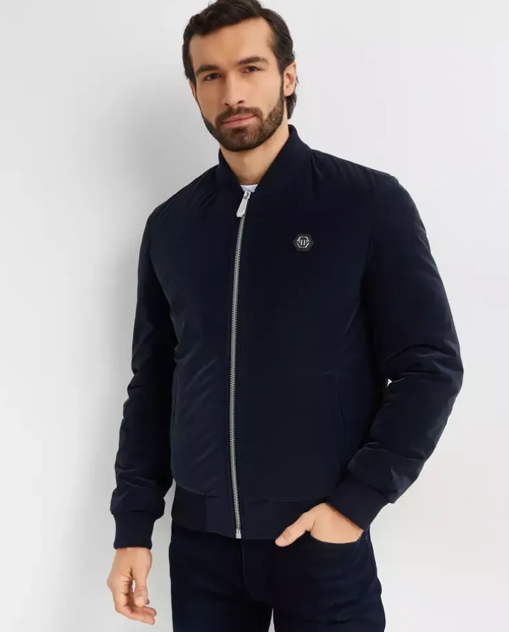 Granatowa kurtka bomber