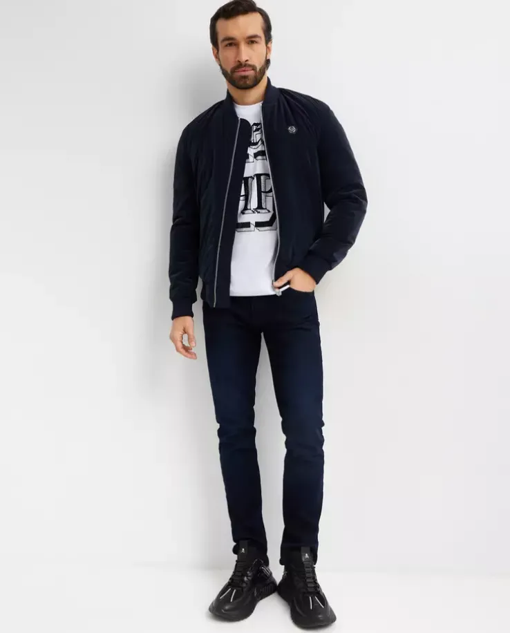 Granatowa kurtka bomber