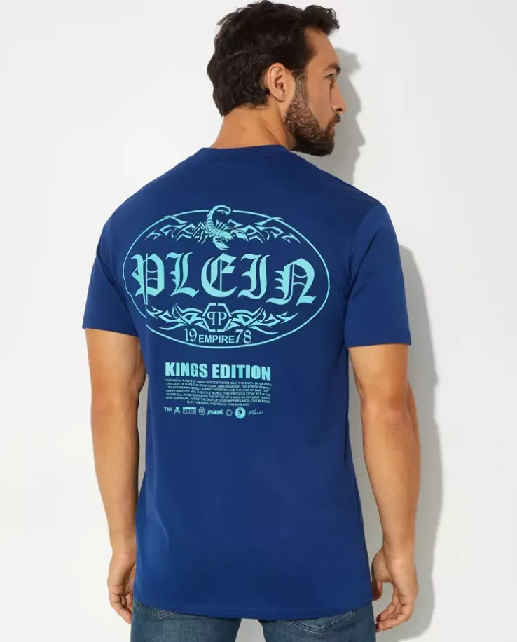Granatowa t-shirt z nadrukiem Scorpion