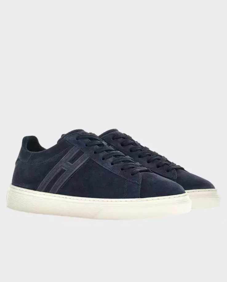 Granatowe zamszowe sneakersy