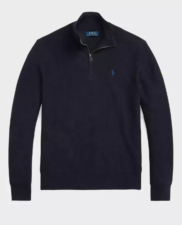 Granatowy dzianinowy sweter Regular Fit