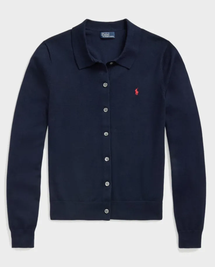 Granatowy kardigan polo