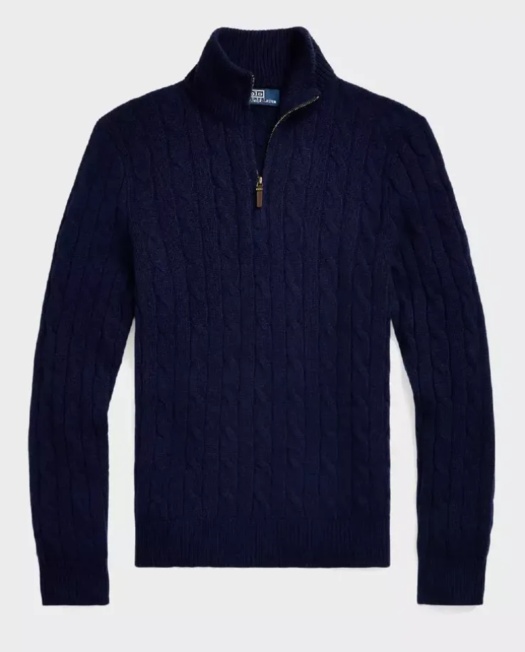 Granatowy sweter z kaszmiru Regular Fit
