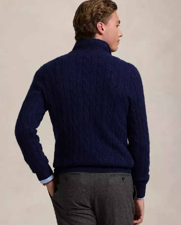 Granatowy sweter z kaszmiru Regular Fit