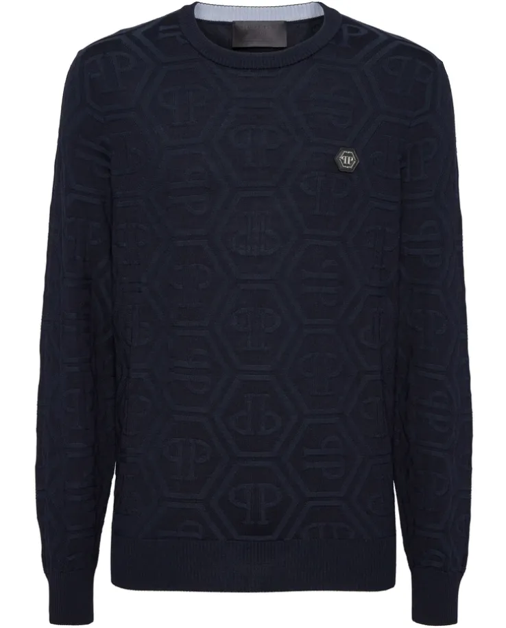 Granatowy sweter z monogramem