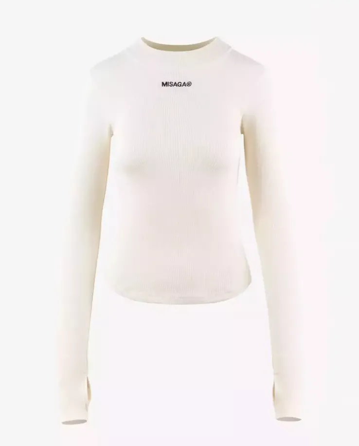 Kremowy longsleeve z logo