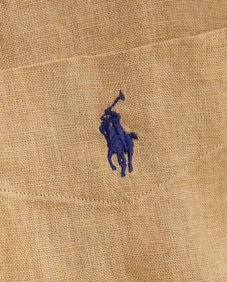 Lniana brązowa koszula z logo
