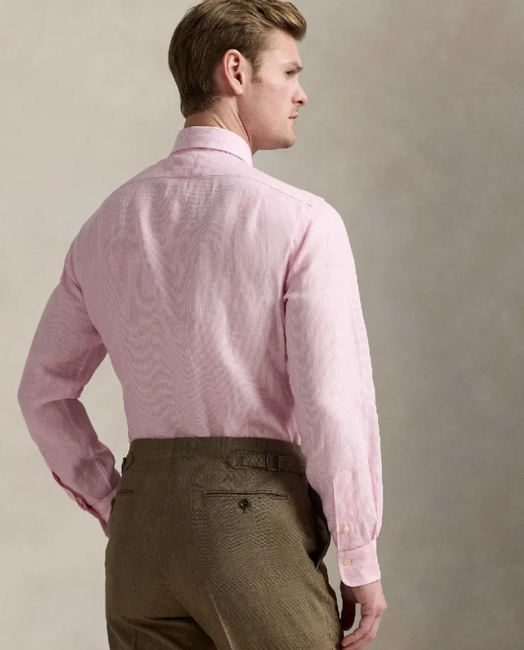 Lniana koszula w paski Custom Fit
