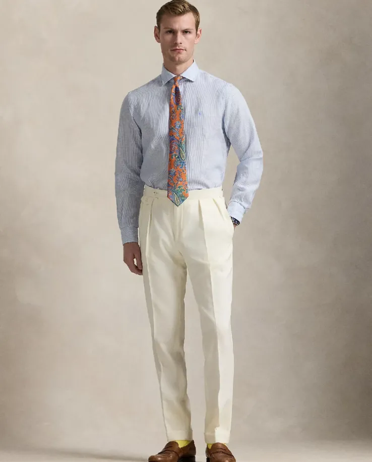 Lniana koszula w paski Custom Fit