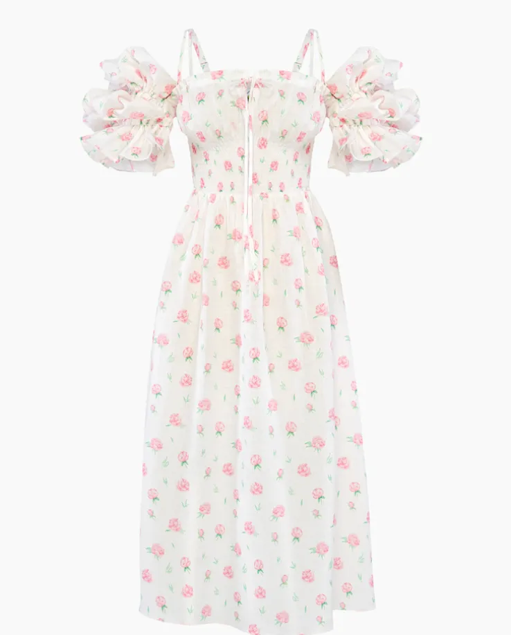 Lniana sukienka w kwiatowy print Arle