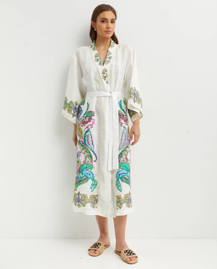 Lniane kimono z printem