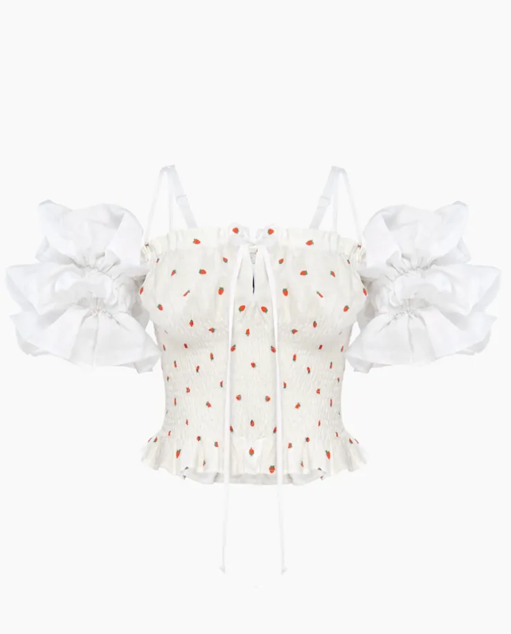 Lniany top z printem Arle Strawberries